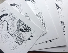 Load image into Gallery viewer, HERON Lino Print Bird Art Stork linoprint, One Unframed A4 Linocut Print of Wild Bird, Wildlife Art hand Pulled Black Ink Print Limited Edit