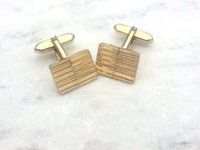 Load image into Gallery viewer, Vintage 80s rectangular Gold Cuff links, Gold Tone cufflinks textured finish, Bullet back Cufflinks