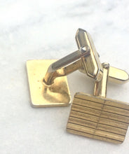 Load image into Gallery viewer, Vintage 80s rectangular Gold Cuff links, Gold Tone cufflinks textured finish, Bullet back Cufflinks