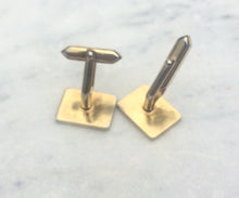 Load image into Gallery viewer, Vintage 80s rectangular Gold Cuff links, Gold Tone cufflinks textured finish, Bullet back Cufflinks