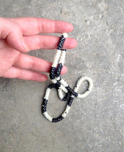 Load image into Gallery viewer, Monochrome Vintage Bead Embroidered Necklace, Black and White Vintage Russian Beaded Necklace