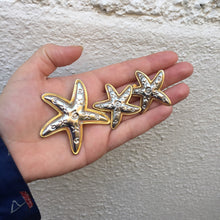 Load image into Gallery viewer, Starfish Brooch Earrings Demi Parure, Vintage Parure Brooch & Earring set, Silver and Gold Starfish Jewelry Set, Vintage Beach