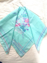 Load image into Gallery viewer, Mint Green Square Scarf Aqua CHRISTIAN Floral Vintage Square Scarf in Seafoam Green