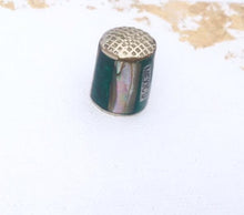 Load image into Gallery viewer, Vintage Silver Thimble Mexican Abalone Shell Thimble, Stamped MEXICO Green Resin & Abalone