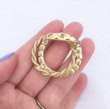 Load image into Gallery viewer, Vintage Circular Red Rhinestone Brooch Circular Rhinestone & Gold rope layered hoop pin