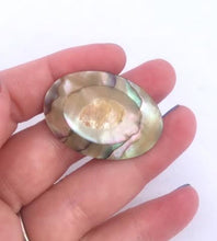 Load image into Gallery viewer, Antique Abalone Shell Brooch, Oval Vintage Abstract brooch Inlayed Abalone Shell Pin