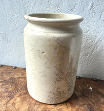 Load image into Gallery viewer, vintage Stone marmalade pot with cream glaze and dark grey crazing