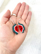 Load image into Gallery viewer, Irish made Crochet Watermelon Earrings for Palestine, Fundraising for GAZA
