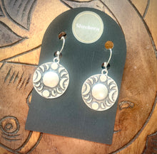 Load image into Gallery viewer, Celestial Silver Tone Moon Earrings, Phases of the Moon Earrings
