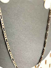 Load image into Gallery viewer, Vintage Silver Heavy Figaro chain, Flat Link Silver toned necklace, Heavy Chain necklace
