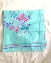 Load image into Gallery viewer, Mint Green Square Scarf Aqua CHRISTIAN Floral Vintage Square Scarf in Seafoam Green
