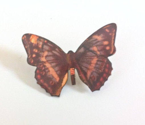 Butterfly brooch Enamel Butterfly Pin Realistic butterfly brooch Small Brooch Early 90s Vintage Brooch, Dark Butterfly Jewelry Copper Insect