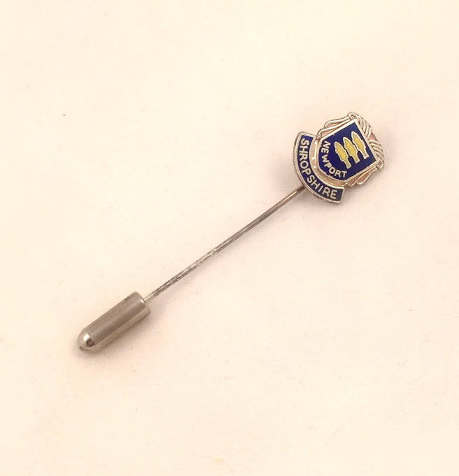 Sterling Silver Stick Pin Newport Shropshire England Stamped Silver Lapel Pin Menswear Fish Crest Silver Stick Pin Men Gift Collar Pin