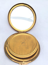 Load image into Gallery viewer, Vintage Make Up Compact STRATTON Vintage Compact in Gold Tone with Regency Stripe Pattern
