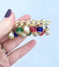 Load image into Gallery viewer, Colorful Bead Brooch Beaded Pin Vintage Bead Brooch Gold Tone Pearl And Bead Pin With Jewel Tones
