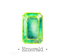 Load image into Gallery viewer, Emerald Birthstone Crystal Print Art Print, May Birthstone Gift. Choose Framed or Unframed
