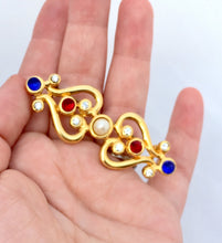 Load image into Gallery viewer, Vintage Multicolored Cabouchon Gem brooch in Medieval Style
