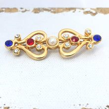 Load image into Gallery viewer, Vintage Multicolored Cabouchon Gem brooch in Medieval Style
