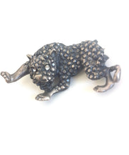 Load image into Gallery viewer, Panther Brooch Puma brooch Studded jungle cat brooch in dark silver tone
