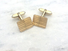 Load image into Gallery viewer, Vintage 80s rectangular Gold Cuff links, Gold Tone cufflinks textured finish, Bullet back Cufflinks
