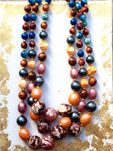 Load image into Gallery viewer, Colorful Beaded Statement Necklace Choker, Hong Kong Jewelry Vintage Beaded Fall Necklace Fall accessory Beaded Vintage Choker Multistranded
