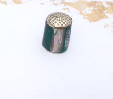 Load image into Gallery viewer, Vintage Silver Thimble Mexican Abalone Shell Thimble, Stamped MEXICO Green Resin &amp; Abalone
